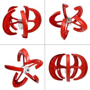 Cheap Roof Installation Red Lantern Wind Turbine 100W 24V Curved Blade Design for sale