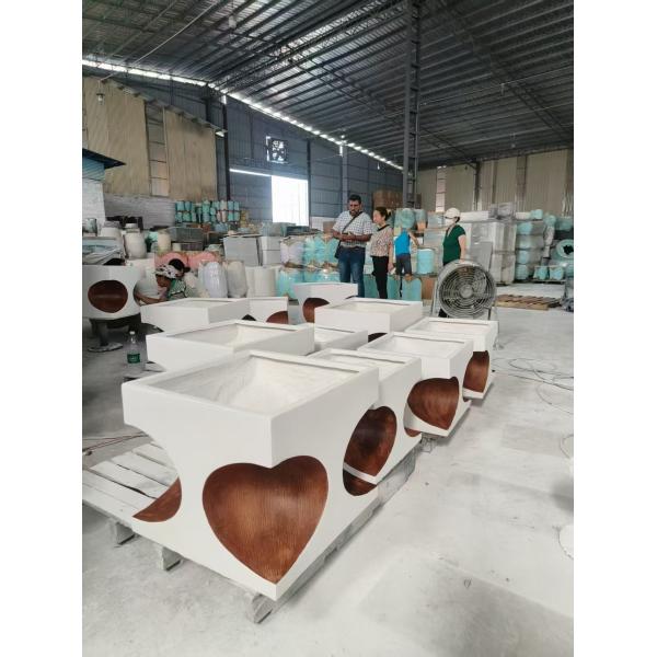 Quality White Rectangular Heart -shaped Cutouts Fiber Clay Planter Resistant To Cracking wholesale