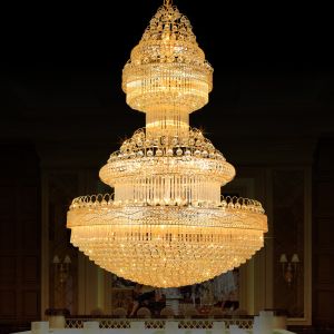 China Luxury Indoor Crystal Chandeliers Gold Modern Crystal Pendant Light For Living Room on sale