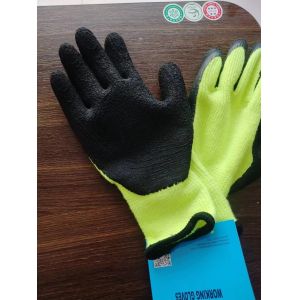 China winter  use  good abrasion  resistance Hi  viz  7 gauge acrylic  terry liner  coated with foam finish  safety work gloves on sale