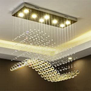 GU10 Modern Villa Indoor Led Crystal Pendant Light AC265V With 3 Head