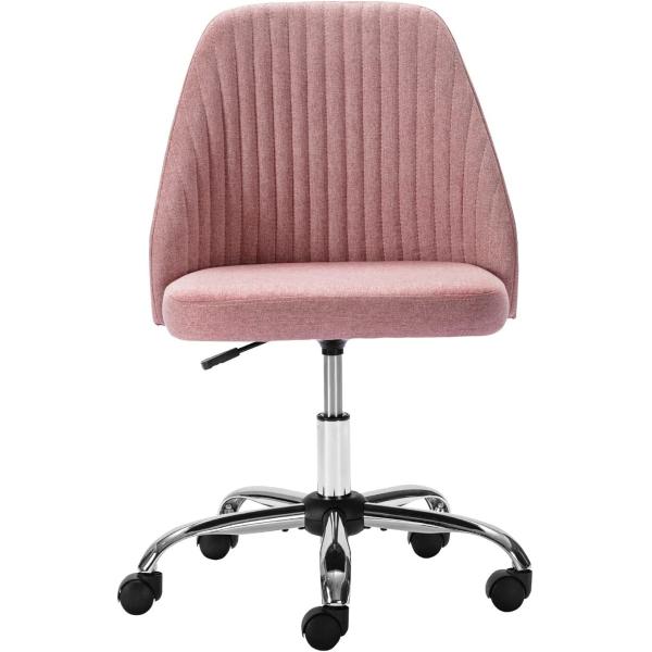 Mid Back Home Office Swivel Chair Armless Twill Fabric Adjustable For Small