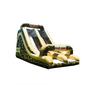 Children Fun Park Camuflage Grenn Inflatable Slide Rentals