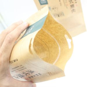 Heat Seal Biodegradable Stand Up Pouches Compostable Resealable Bags