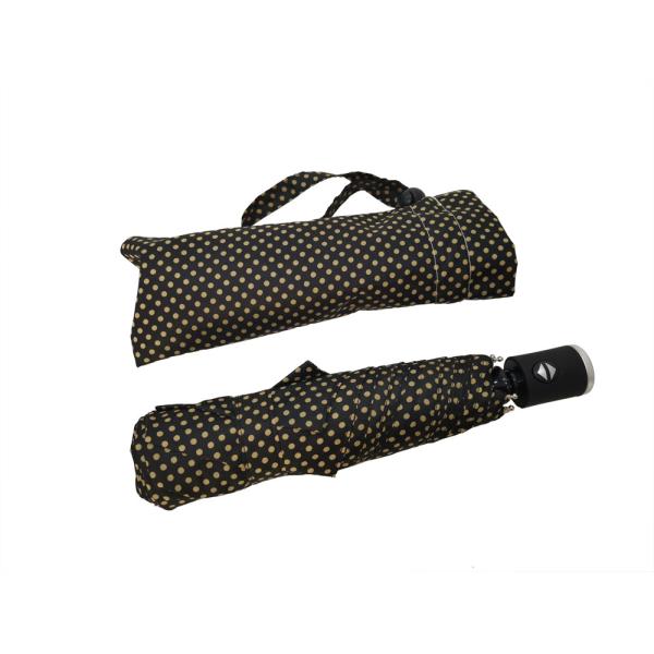 Quality Black 3 Folding Auto Open Close Umbrella Superlight Weight Black Rubber Coating Plastic Handle wholesale