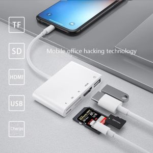 1080P Lightning To HDMI Cable USB SD TF Card Reader Digital AV TV OTG Adapter