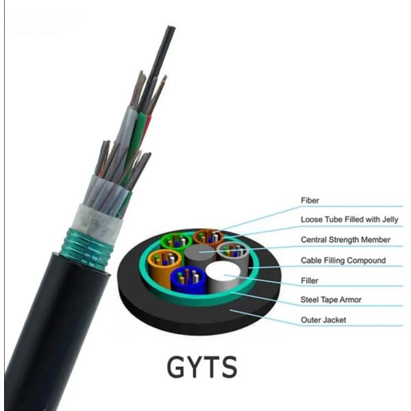 Optical Cable Steel Armored Outdoor GYTS 2-144f Loose Tube Stranded Type