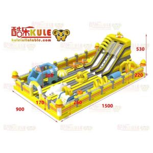 Yellow Duck With Big Slides And Bouncy Jumping Inflatable Castle