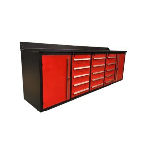 Storage Tool Cabinet with Stainless Steel Handles and Powder Coated Workbench