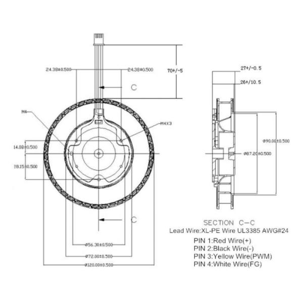 Mini DC 12V Centrifugal Ventilation Fan 120 X 120 X 25mm , 4.7inch Air Purifier Fan