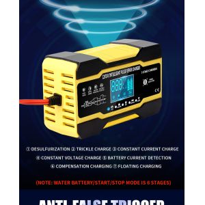 AGM Start Stop Car Battery Charger 15A 12V 24V With Fault Diagnose System