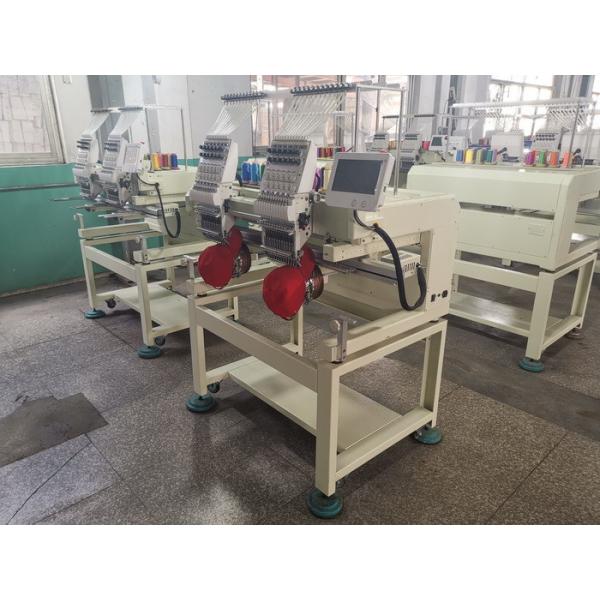 Quality Touch Screen LCD Two Head Embroidery Machine For Flat + Cap + T - Shirt wholesale