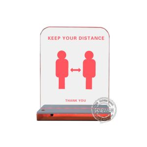 Bank Desktop Standing Keep Distance Advertising Board Acrylic Silk Printing Led