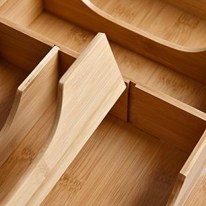 Stackable Bamboo Cutlery Tray Drawer Organizers With Absorb Less Liquid