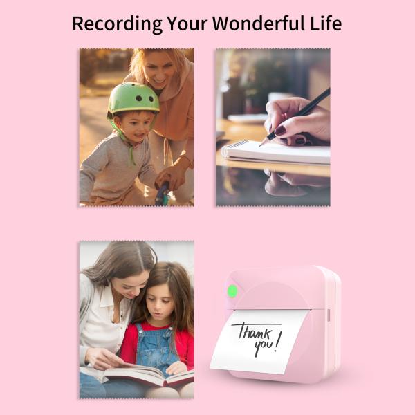 Colored Portable Mini Inkless Thermal Printer Sticker Maker 1000mA 3.7V