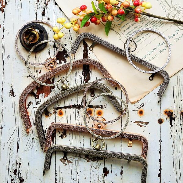 Flower Pattern O Ring Silver Purse Clutch Frames With Handle