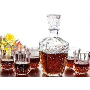 Embossed Diamond Empty Glass Wine Bottles Storage Seal Decanter 400 - 700ml