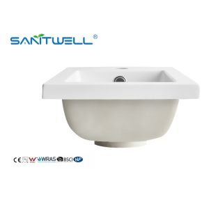 SWZ401 Popular Design Single Hole Artificial Stone Basins Glossy White Rectangle
