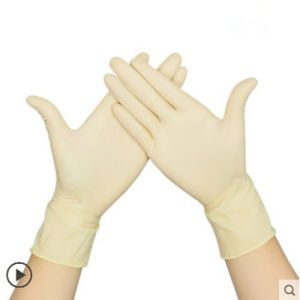 Cheap 100% Natural Latex 22*9cm Disposable Examination Glove for sale