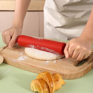 Handle Silicone Rolling Pin Non Stick For Home Kitchen Cake