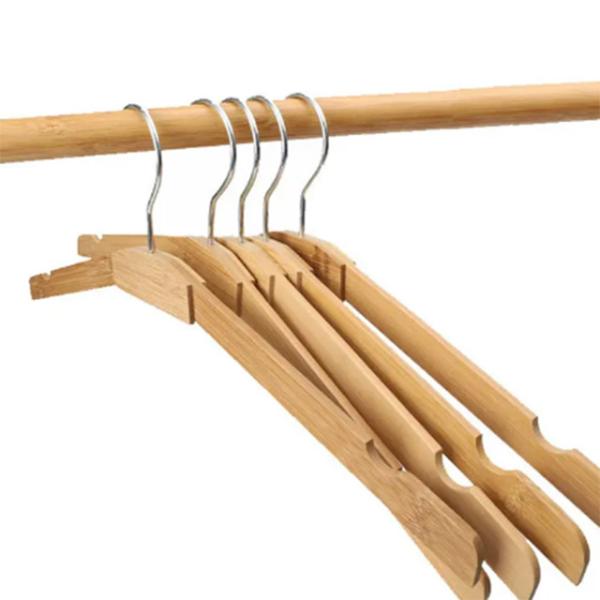 10 Pack Bamboo Hangers with 360-Degree Rotatable Hooks and Shoulder Grooves