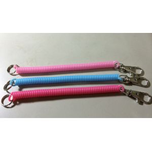 Custom Pantone Colors Spiral Coil Key Chains w/Metal Snap Clip and 12mm Split