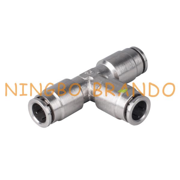 Quality Brass Push In Pneumatic Hose Fittings Union Tee 1/8'' 1/4'' 3/8'' 1/2'' wholesale