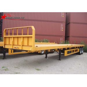 2- Axis 40 Foot Flat Deck Semi Trailer Baffle 8 Tires 13T FUWA Axles In Yellow