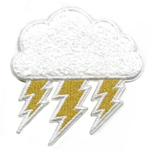Cheap Enchanted Chenille Lightning Cloud Patch Embroidered Iron On Patch for sale