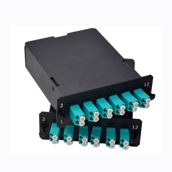 Quality MPO-24 To 12x LC Duplex , Type AF, 24 Fibers OM3 Multimode FHD MPO Cassette wholesale