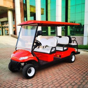Red 4+2 golf cart can carriage 6 passenger with 10 inch tyre and 4 kw motor low