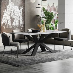 OEM 150*75cm SS Dining Tables Marble Dinning Chairs