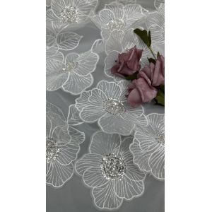 Beaded Embroiderey Fabric 100% Polyester Shining Customized Elegant for Party