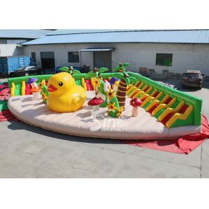 10x10m Big yellow duck inflatable theme park with sun beach sofa for entertainme