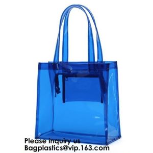 Beach Bag Clear PVC Bag Tote With Inner Pocket And Zipper Closure,PVC Bag Beach