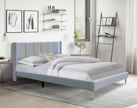 Quality Wholesale Handmade Upholstered Platform Bed With Colourful Light Headboard wholesale
