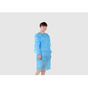 Anti Bacterial Blue Disposable Overalls Ultrasonic Seams Plastic Isolation Gowns