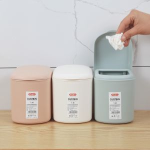 1.6L Rectangle Desktop Plastic Dustbin With Clamshell Lid
