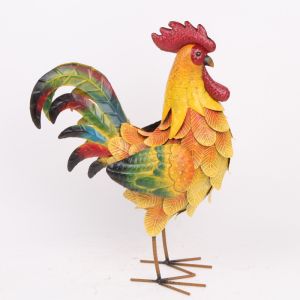 OEM / ODM Metal Chicken Garden Ornaments Decor Colorful Style