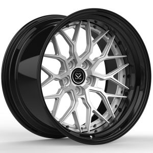 China Black Silver Custom 2 PC Forged Rims 6061-T6 Aluminum Staggered 20 Inch 5x112 Bolt on sale