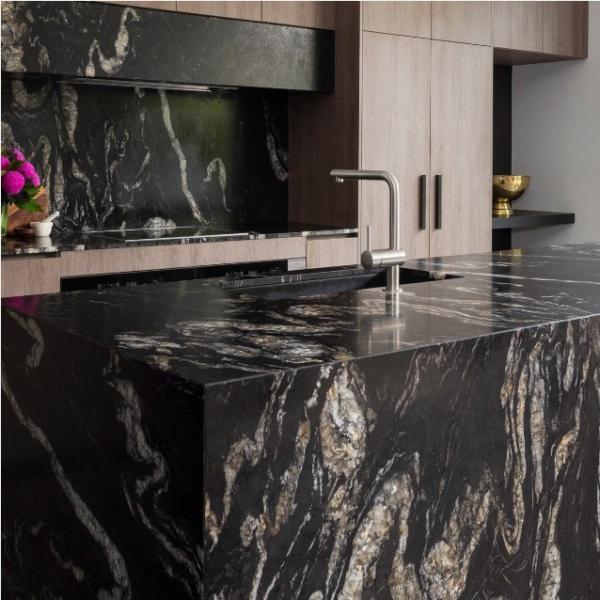 Polished Glazed Slabs Sintered Stone Kitchen Countertop Benchtops with Ceramic