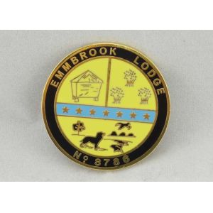 Zinc Alloy Lodge Imitation Hard Enamel Pin / Lapel Pin Badges With Gold Plating