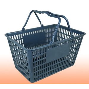 China Grey Waterproof Supermarket Plastic Shopping Basket With Handles on sale