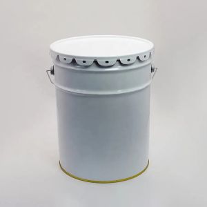 Customized 15 Liter Tinplate Iron Cylindrical Metal Paint Bucket With Lid Offset Printing