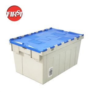 Recyclable 60 Litre Custom Storage Crate for Logistic Transport Attached Lid