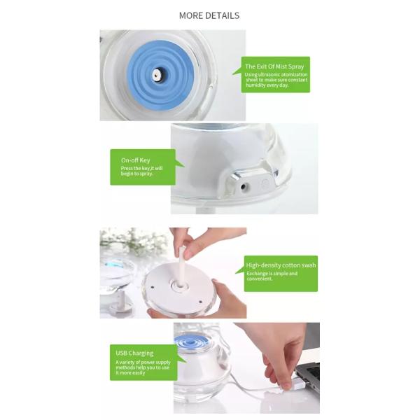 80ml Essential Oil Humidifier , Water Mist Humidifier For Home Bedroom