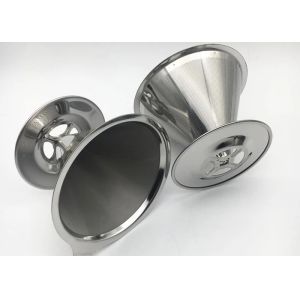Washable Pour Over Dripper , Metal Coffee Filter 200 Micron Dutch Weave Mesh