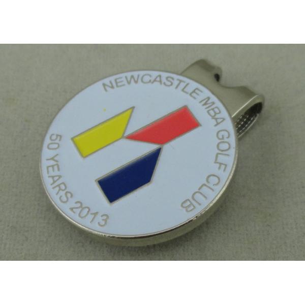Quality Silver Golf Cap Souvenir Badges Iron Stamped Soft Enamel With Strong Magnet And Clip wholesale