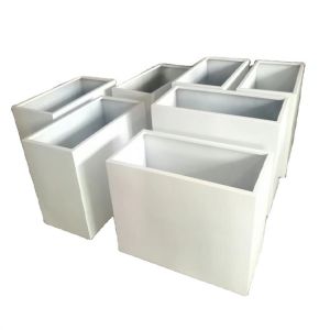 Metal white oblong flower pot large decorative rectangle flower box