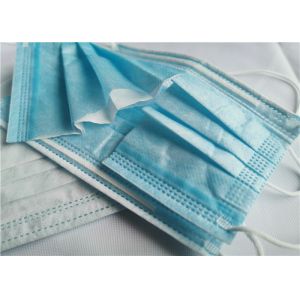 Blue Colur 3 Ply Non Woven Face Mask , Anti Pollution Earloop Medical Mask